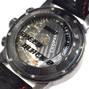 ショパール 腕時計 8992 SPEED BLACK クロノグラフ GMT 1000本限定 裏スケ AT メンズ 純正ベルト 稼働 QR042-312の画像2