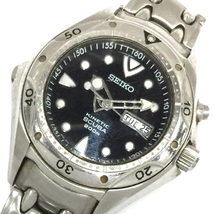 セイコー キネティック スキューバ デイデイト 腕時計 5M43-0D80 メンズ ブラック文字盤 未稼働品 QR042-278_画像1