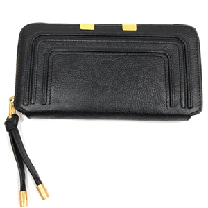  Chloe leather long wallet wallet round Zip Gold color metal fittings lady's black group black series Chloe