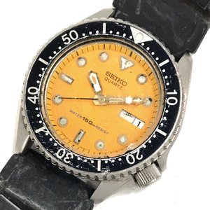 セイコー クォーツ デイデイト 腕時計 6458-600A メンズ オレンジ文字盤 未稼働品 ファッション小物 QR042-306