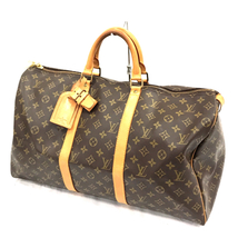 ルイヴィトン モノグラムキーポル 50 M41426 ハンドバッグ ブラウン 旅行バッグ ボストン LOUIS VUITTON QG043-47_画像1