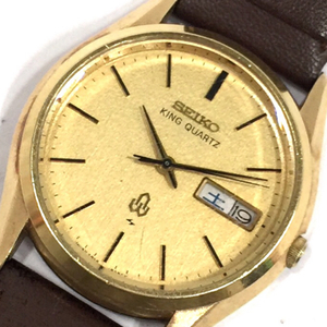 セイコー デイデイト キングクォーツ 腕時計 ゴールドカラー文字盤 メンズ 5856-8050 未稼働品 社外ベルト SEIKO