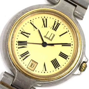 ダンヒル デイト クォーツ 腕時計 ゴールドカラー文字盤 ボーイズサイズ 未稼働品 純正ブレス DUNHILL QR042-295の画像1