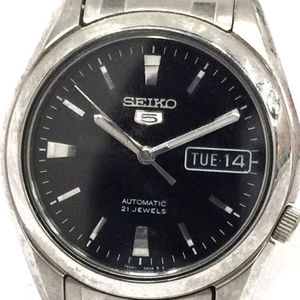 セイコー 5 デイデイト自動巻 オートマチック 腕時計 メンズ ブラック文字盤 稼働品 7S26-01V0 純正ブレス SEIKO