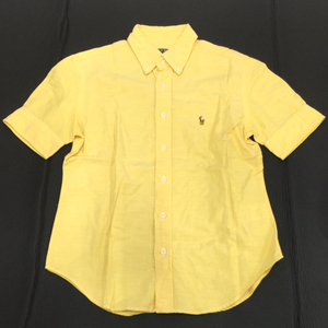  postage 360 jpy Polo sport Ralph Lauren size 7 short sleeves button down shirt po knee embroidery cotton lady's yellow including in a package NG