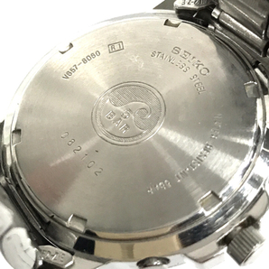 1円 セイコー 腕時計 V657-8060 クロノグラフ 50M 紺文字盤 シルバーカラー金具 クォーツ メンズ 純正ベルト SEIKOの画像2