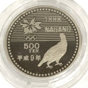 大蔵省造幣局 長野オリンピック冬季競技大会記念貨幣 平成9年銘2種プルーフセット 5000円 / 500円 保存ケース付きの画像4