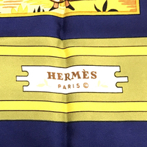 エルメス カレ 90 大判 スカーフ IMAGERIE 大衆版画 品質表示タグ有り シルク 100% ネイビー HERMES QR044-236_画像7