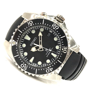 セイコー キネティック ダイバーズ デイト 腕時計 メンズ ブラック文字盤 5M62-0BL0 未稼働品 SEIKO QR044-9の画像7