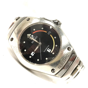 セイコー キネティック 腕時計 メンズ 5M42-0J70 ブラック文字盤 ジャンク品 純正ブレス ファッション小物 QR044-66の画像7