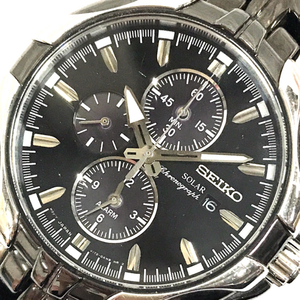 セイコー ソーラー クロノグラフ デイト 腕時計 V172-0AK0 メンズ ブラック文字盤 未稼働品 SEIKO QR044-93