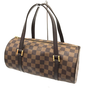 ルイヴィトン N51304 ダミエ パピヨン ハンドバッグ ファスナー開閉 レディース ブラウン系 LOUIS VUITTON QG044-55