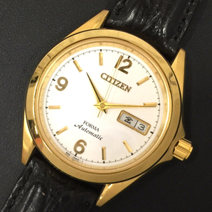 シチズン フォーマ デイデイト 自動巻 オートマチック 腕時計 メンズ ホワイト文字盤 稼働品 CITIZEN QR044-64の画像1