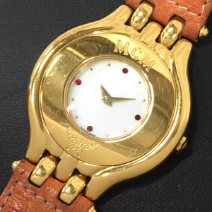 エムシーエム MCM クォーツ 腕時計 ルビーインデックス ホワイト文字盤 稼働品 純正尾錠 ファッション小物