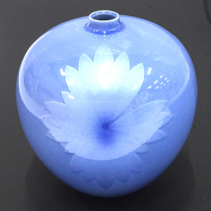 beautiful goods Kutani middle rice field one .. blue . reverse side silver . flower writing "hu" pot also box attaching flower vase ceramics interior 