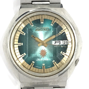 セイコー アドバン デイデイト 自動巻 腕時計 カットガラス 6106-7570 エメラルドグリーン文字盤 メンズ SEIKOの画像2