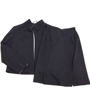 バレンシアガ ラ ラモード サイズ40 スタンド襟 長袖 ジャケット スカート セットアップ レディース レイビー系 計2点