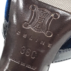 セリーヌ サイズ36C ベロア調 ヒール パンプス レディース ブルー ラウンドトゥ シューズ ファッション小物 CELINEの画像7