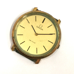 オメガ デビル クォーツ 腕時計 メンズ 未稼働品 フェイスのみ ゴールドカラー文字盤 ラウンドフェイス OMEGA
