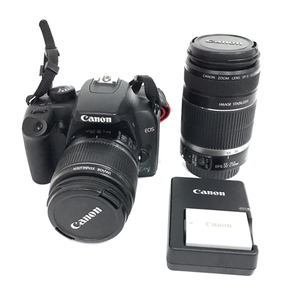 1円 Canon EOS Kiss F EF-S 18-55mm 1:3.5-5.6 IS 55-250mm 1:4-5.6 デジタル一眼レフカメラ レンズ L071938の画像1