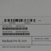 1円 新品同様 未開封 Apple MacBook Pro 16インチ ノートPC MRW23J/A Apple M3 2023 36GB SSD 512GB スペースブラック_画像6