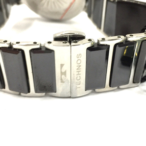 美品 テクノス セラミック デイト クォーツ 腕時計 ボーイズサイズ 黒 未稼働品 純正ブレス 付属品あり TECHNOSの画像5