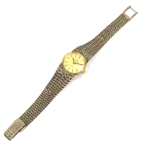 オメガ デビル 手巻き 機械式 腕時計 レディース ラウンドフェイス ゴールドカラー文字盤 社外ブレス OMEGAの画像4
