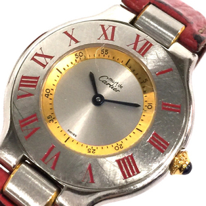  Cartier Must 21 quartz wristwatch 1330 not yet operation goods men's silver color face accessory equipped original belt Cartier