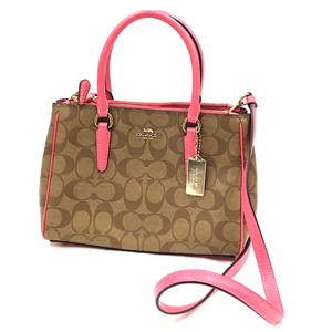 1 jpy Coach F67027 signature 2way shoulder bag handbag lady's Brown × pink series COACH