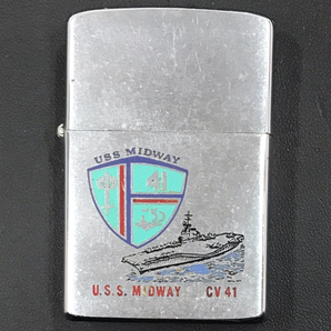 送料360円 ジッポ オイルライター U.S.S. MIDWAY CV41 1982年製 シルバーカラー 喫煙具 喫煙グッズ Zippo 同梱NGの画像1