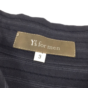 ワイズ フォーメン サイズ3 長袖 ストライプ シャツ フロントボタン メンズ グレー系 トップス レーヨン Y's for menの画像4