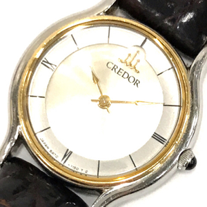 セイコー クレドール クォーツ 腕時計 2針 18KT ベゼル レディース 5A70-0610 未稼働品 社外ベルト SEIKO