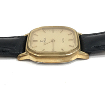 オメガ デビル クォーツ 腕時計 プッシュ式 未稼働品 1387 社外ベルト レディース ゴールドカラー文字盤 ケース付き_画像5