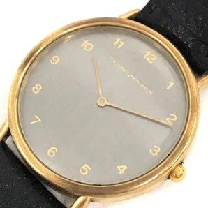 ジョージジェンセン クォーツ 腕時計 351 メンズ ラウンドフェイス 稼働品 社外ベルト ファッション小物の画像1