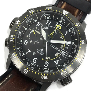 シチズン エコドライブ デイト 腕時計 J280-R013581 メンズ ブラック文字盤 稼働品 付属品あり 純正ベルト CITIZENの画像1