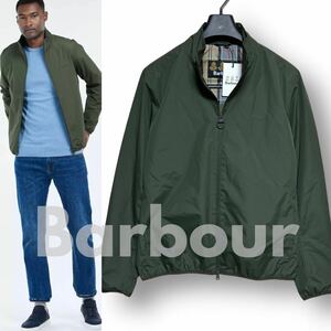 【即決OK】新品 Barbour バブアー WATERPROOF 軽量 撥水性 ロゴ刺繍入り 半裏地チェック ダブルジップ ボンバージャケット L