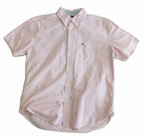 トミーヒルフィガー 大きいサイズ ストライプ 半袖 ボタンダウンシャツ XL d86