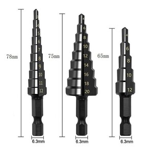 たけのこドリル ステップドリル チタン 黒 スパイラル ドリルビット ドリルタップ 穴あけ ねじ切り タップ 六角軸 20mmの画像1