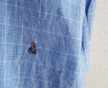 GUY ROVER ギローバー　イタリア製 チェック リネン プルオーバーシャツ 水色　サイズL_画像3