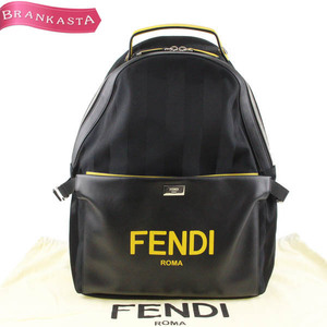 FENDI/フェンディ ペカン 7VZ053 リュック リュックサック バッグ バックパック ナイロン×革 A4対応 黒 黄色 [NEW]★04DA53