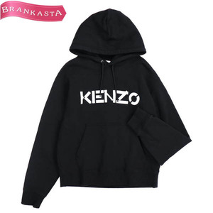 【美品】KENZO/ケンゾー メンズ パーカー トップス フーディー 長袖 ロゴプリント コットン100% 裏毛 M 黒 白 [NEW]★61CA30