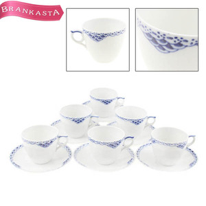 ROYAL COPENHAGEN/ロイヤルコペンハーゲン プリンセス ブルー コーヒーカップ＆ソーサー 食器 6客セット 白 青 [NEW]★62DB01