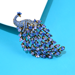 ロングテイル ピーコック 孔雀 バード ドレス アクセサリー ラインストーン ブルー レディース の画像1