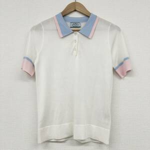 PRADA Prada silk polo-shirt white blue pink size 38 2020 year tops short sleeves Short sleeve Polo wi men's 