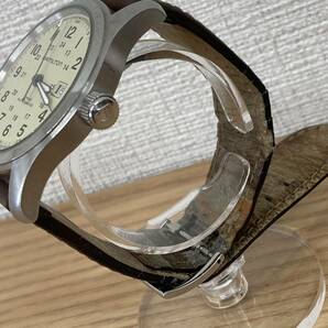 HAMILTON ハミルトン カーキ フィールド デイト クリーム文字盤 シースルーバック SS 革ベルト AT腕時計 H705450 の画像3