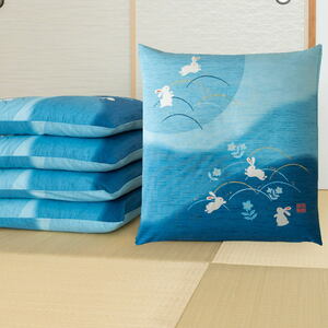  чехол на подушку для сидения 5 листов комплект сделано в Японии 55×59cm.. штамп ..... узор темно-синий японский традиция прекрасный стиль 