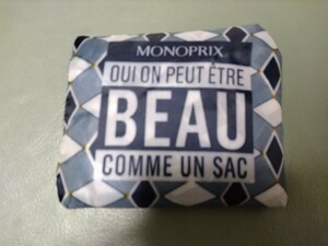 その5 送料無料 MONOPRIX エコバッグ モノプリ フランス パリ 折りたたみ式バッグ ネイビー 新品 送料込み