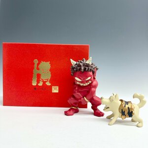 N 15未使用保存品 人気作者 瀧下和之「赤鬼」箱自筆サイン 限定195/350 MOMOTARO ONI Figure フィギュア オブジェ 鬼人形 専用箱 証明書付