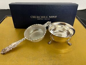 s 希少 アンティーク CHURCHILL MINT/チャーチルミント ティーストレーナ― 茶こし 英国製 銀製品 銀メッキ