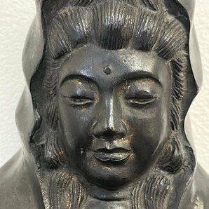 s 呉山作 岩上白衣観音 座像 坐像 高さ約42㎝ 古銅 仏教美術 置物の画像5